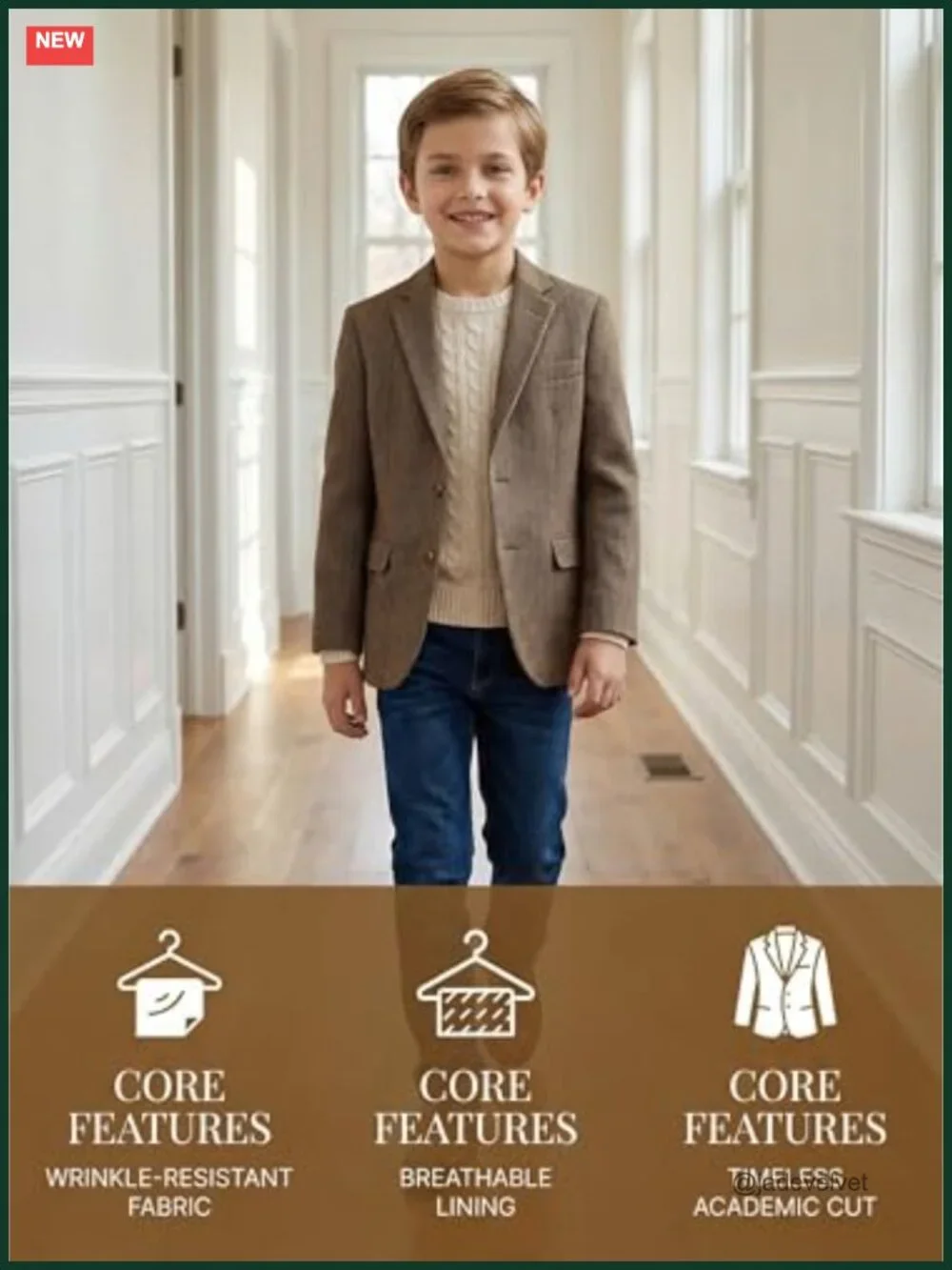 Boy's Tweed Blazer Sport Coat Formal Retro Jacket Notch Lapel Button